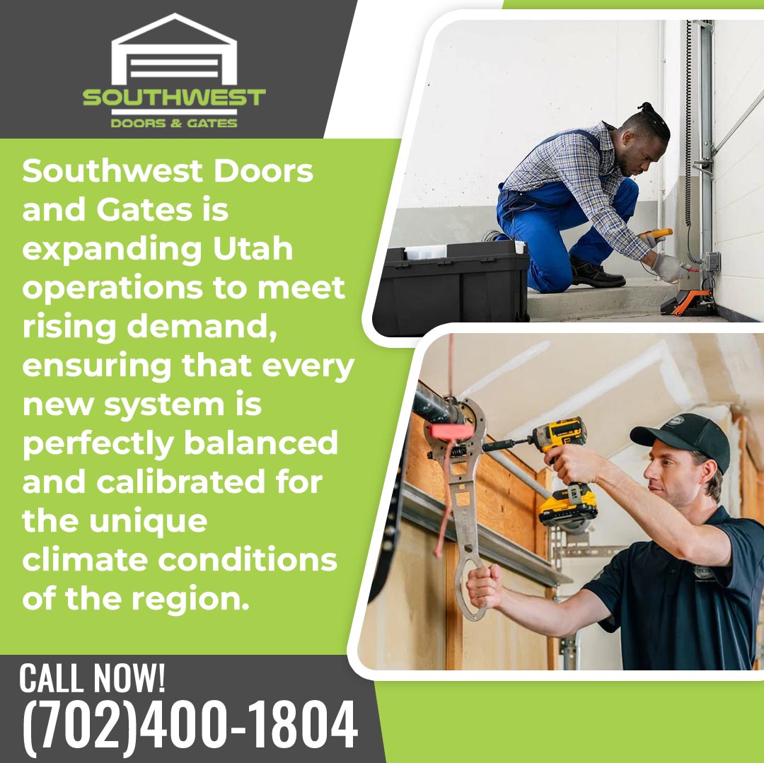 Garage door technicians installing and calibrating residential garage door systems to ensure proper balance, performance, and reliability.